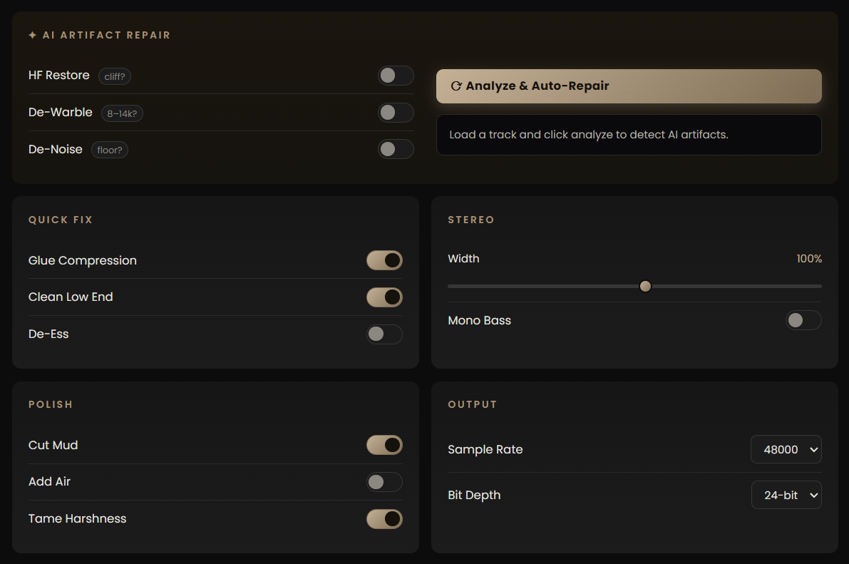 AI Artifact Repair Panel